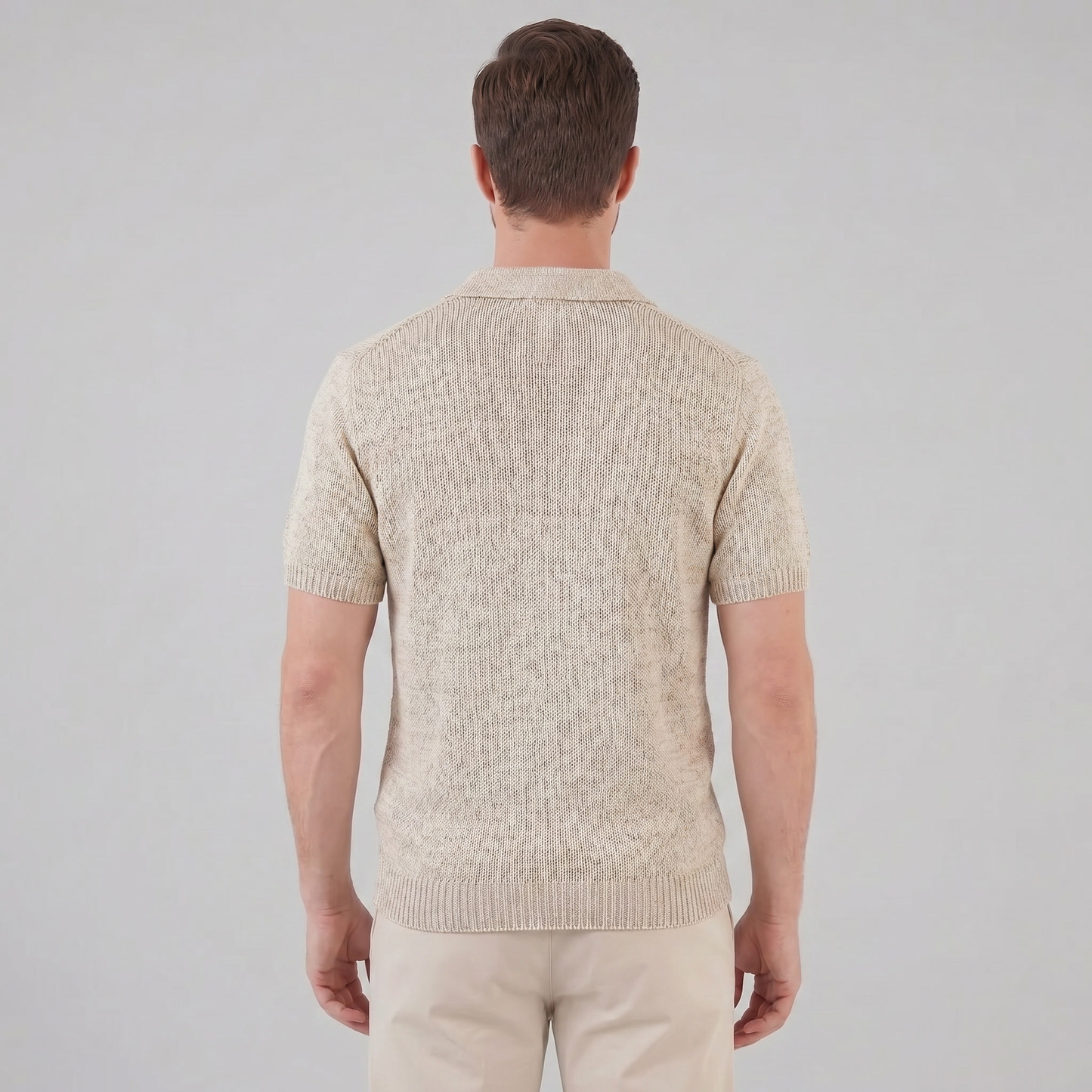 Polo de punto para hombre con efecto jaspeado — estilo casual de verano