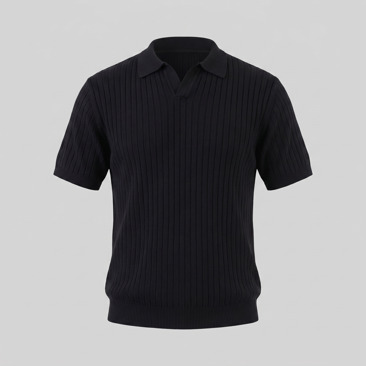 Polo de punto acanalado para hombre con cuello de solapa — informal