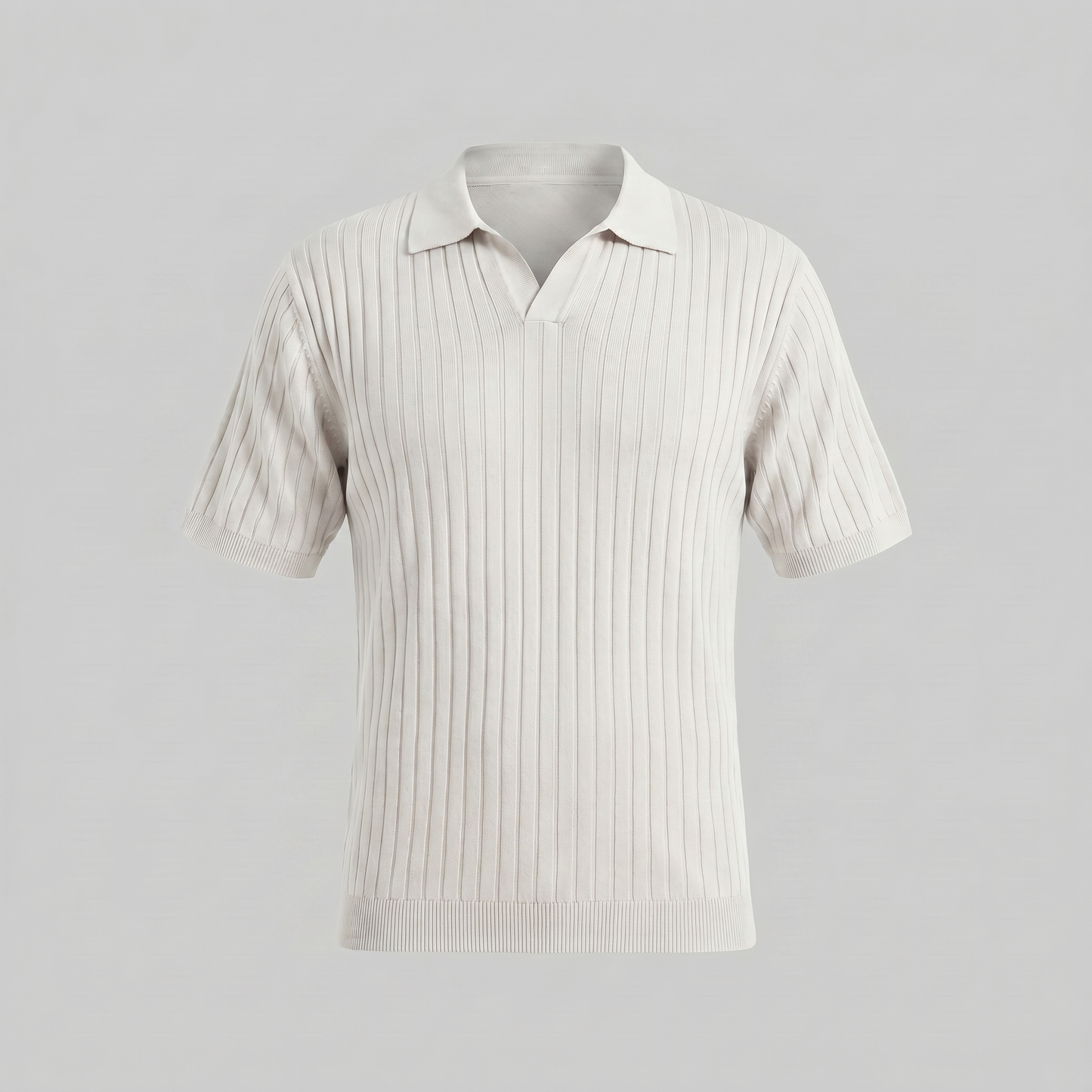 Polo de punto acanalado para hombre con cuello de solapa — informal