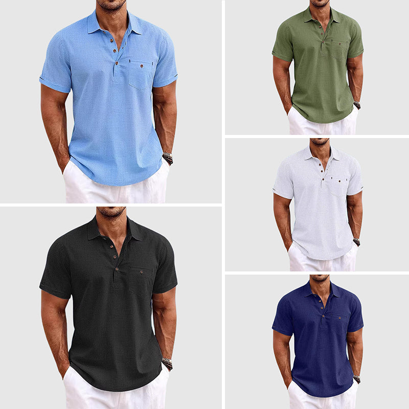 Polo de hombre manga corta con bolsillo y corte moderno — diario